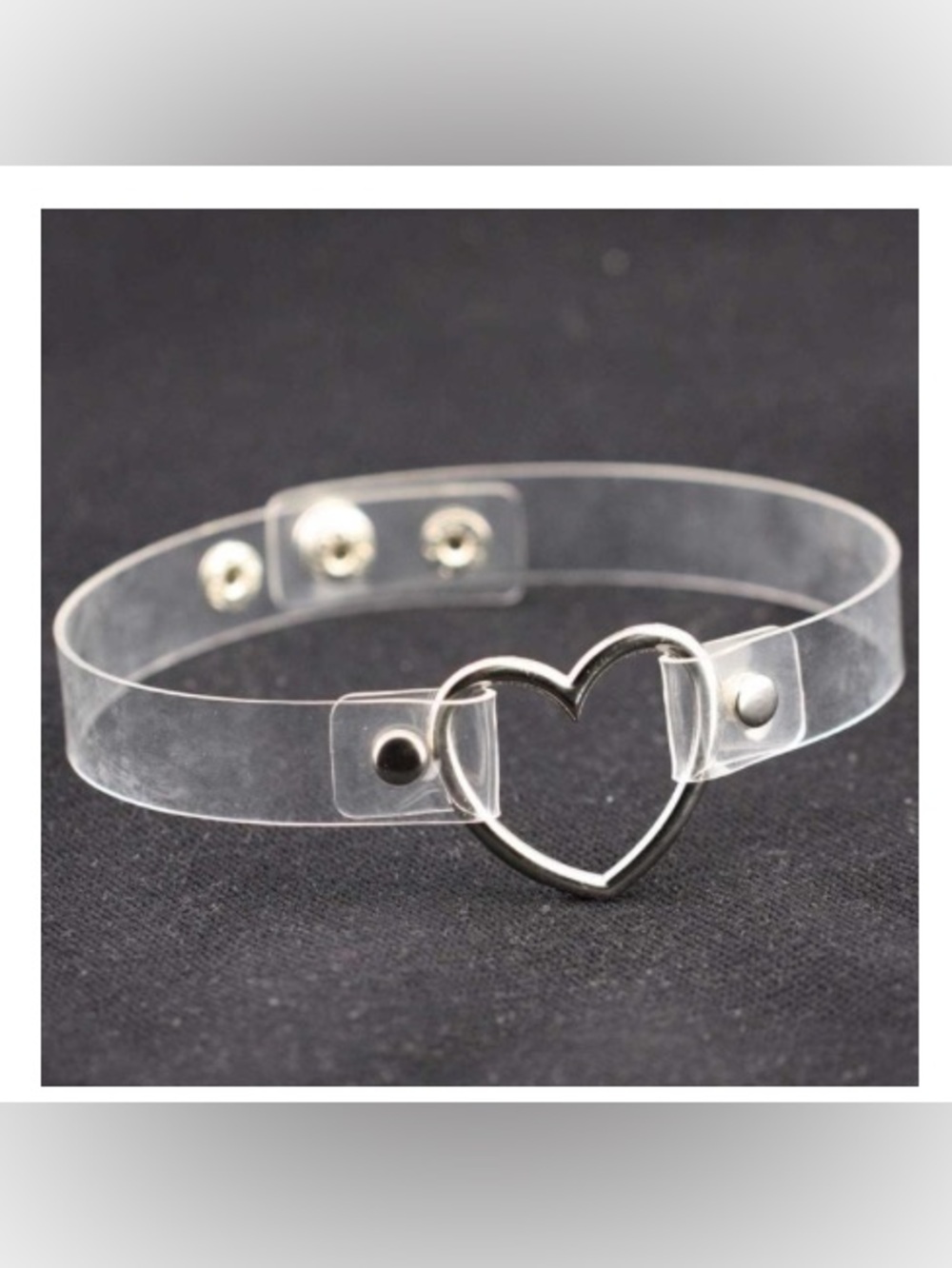 Clear PVC Choker with Silver Heart